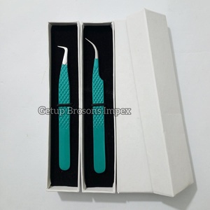 Pince à épiler professionnelle verte pour extensions de cils, en acier inoxydable, antidérapante, pour isolation de cils en volume, outil de beauté de précision - Product Image 4