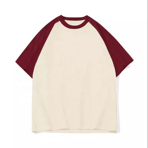 Camiseta de Manga Corta Raglán Gris y Negra de Algodón Personalizada de Alta Calidad para Hombre, Camiseta de Béisbol de Dos Tonos - Product Image 1