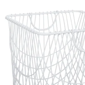 Panier à linge en métal blanc avec roulettes, 17 x 17 x 24 pouces, pour vêtements, serviettes, rangement chambre et salle de bain - Product Image 6