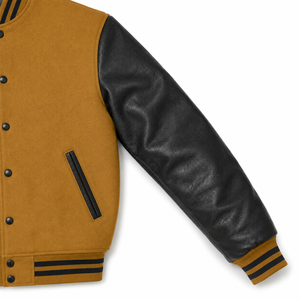 Veste universitaire d'hiver pour homme VIBE SEWN OEM, de haute qualité, chaude, respirante, en laine chenille, avec broderie, manches en cuir, écologique - Product Image 6