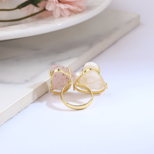 Luxury Handcrafted <b>Quartz</b> Gemstone Adjustable <b>Ring</b> for Women Classic Brass Statement Fashion Jewelry - Product Image 3