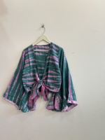 Haut court bohème tie-dye en soie vintage multicolore style Banjara pour femmes