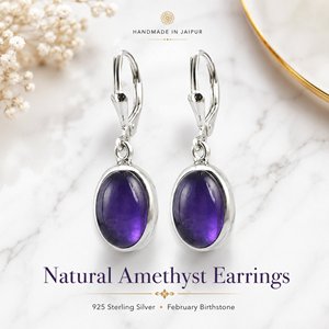 Pendientes de Amatista con Engaste Ovalado en Plata de Ley 925, Joyería para Uso Diario - Product Image 6