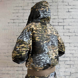 Custom Cropped Camo Zip Hoodies Premium Heavyweight Cotton Fleece Full Camouflage Print OEM ODM Private Label Custom Hoodies - Product Image 3