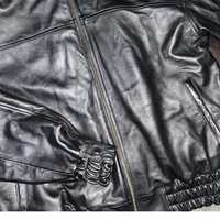 Blouson Bomber Décontracté Homme en Cuir de Mouton Noir Imperméable, Col Montant, Fermeture Éclair, Coupe Droite, Doublure Polaire, Style Moto Hiver