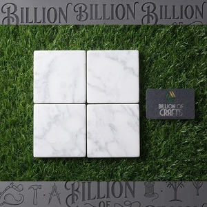 Billion Of Crafts Marble <b>Coaster</b> Set Square Stone Mats Non Slip Modern Design <b>White</b> Marble <b>Coaster</b> Set of 6 - Product Image 4