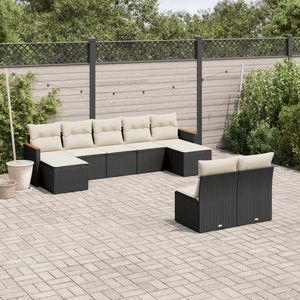 Grand ensemble de canapés de jardin en rotin PE noir avec housses amovibles - Product Image 1