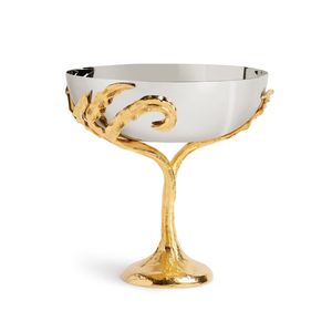 Silver Metal Flower Shiny finished Tables Decorative Luxury Home Decor Large Kitchen Serving Bowl Flower Holder Pedestal - Product Image 1