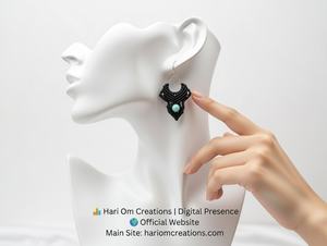 Pendientes de Macramé Negros Hechos a Mano con Amazonita, Pendientes Colgantes Boho con Piedras Preciosas, Joyería Artesanal con Cuentas Azules Naturales, Regalo para Ella - Product Image 3