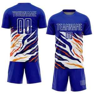 Diseño de Uniforme de Fútbol en Negro y Azul, Personalizado, Impreso, Camiseta de Fútbol de Manga Corta, Pantalones Cortos, Conjuntos de Fútbol de Secado Rápido, Diseño Único - Product Image 4