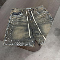 Shorts en jean déchirés pour hommes, personnalisables avec logo, vente en gros, style vintage streetwear, haute qualité