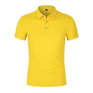 Chemise pour homme en piqué 100% coton jaune, manches courtes, unie, décontractée, respirante, tricotée, 220g, coupe classique - Product Image 2
