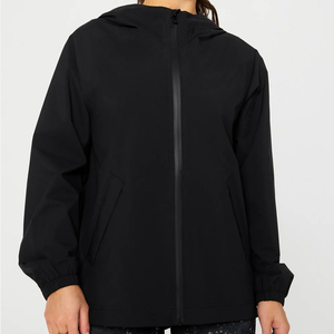 <b>Men's</b> Black Hooded Reflective Waterproof <b>Safari</b> <b>Jacket</b> with Zipper Closure 100% Nylon Shell Autumn Regular Fit - Product Image 1