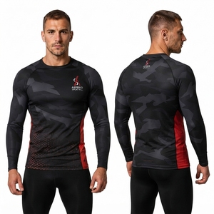 <b>Men's</b> <b>Compression</b> UPF 50+ Rash Guard Surf <b>Shirt</b> Eco-Friendly Anti-Bacterial Quick Dry Full Sleeve OEM Breathable - Product Image 5