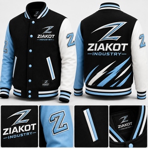 Chaqueta Varsity para Hombre ZIAKOT, Negra y Granate, con Mangas de Cuero PU, Informal, para Otoño e Invierno, con Estampado del Logotipo Z - Product Image 5