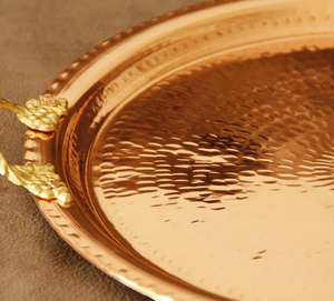 Plateau de service rond en cuivre fait main vintage, vente en gros pour la décoration de la maison, hôtel, restaurant, bar, ustensiles de cuisine, décoration de table 2026 - Product Image 3
