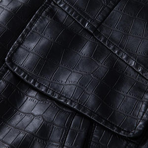 Chaqueta Casual Personalizada de Cuero Transpirable con Logotipo Frontal para Hombre, Cuello Alto, Invierno, Alta Calidad, Resistente al Viento, Antibacteriana, Estilo Urbano - Product Image 6