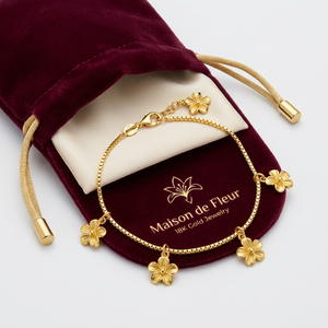Tobillera de Flores Chapada en Oro de 18K con Colgantes de Cinco Pétalos para Mujer, Joyería para Vacaciones de Verano en la Playa - Product Image 3