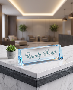 Plaque de nom personnalisée en plastique acrylique écologique, bloc de signalisation de bureau gravé pour les bureaux, la décoration intérieure et les nouvelles entreprises - Product Image 2