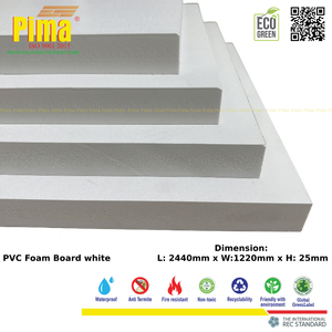 Panneau en mousse PVC WPC, épaisseur 25 mm, densité 0,6 g/cm3, couleur blanche, panneaux en polyvinyle expansé pour la publicité intérieure - Product Image 1