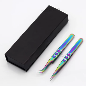 ชุดแหนบต่อขนตาปลายไฟเบอร์แบบกำหนดเอง 90 องศา ยี่ห้อส่วนตัว พร้อมด้ามจับไฟเบอร์ วัสดุสแตนเลส สำหรับต่อขนตา - Product Image 3