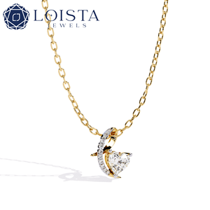 LOISTA – collier avec pendentif en diamant taillé en forme de cœur, or blanc, diamant naturel certifié GIA, bijoux de fiançailles romantiques pour femmes - Product Image 3