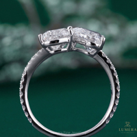 Bague en diamant de laboratoire taille cœur à trois pierres pour femme, qualité VVS-VS, certifiée IGI, élégante pour fiançailles, mariage et mode