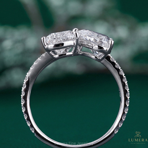 <b>Heart</b> Cut Three Stone Ring Lab Grown Diamond for Women Elegant Bridal Engagement Wedding Fashion Jewelry - Product Image 4