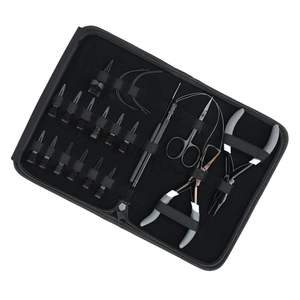 Kit de herramientas plateadas para extensiones de cabello de estilista con pinza para separar el cabello, herramienta para quitar cuentas, enhebrador, gancho de bucle, tijeras y gancho para tirar - Product Image 1