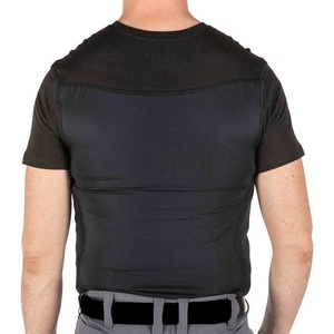 Men's Black Short Sleeve Holster T-Shirt Slim Fit Quick Dry <b>Knitted</b> O-Neck Solid Casual Style - Product Image 2