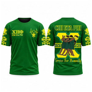 เสื้อยืดแขนสั้นสีเขียวสำหรับผู้ชาย Chi Eta Phi พิมพ์ลายแบบ Sublimation ทรงปกติ สวมใส่สบาย คอกลม ผ้าถักโพลีเอสเตอร์ - Product Image 1
