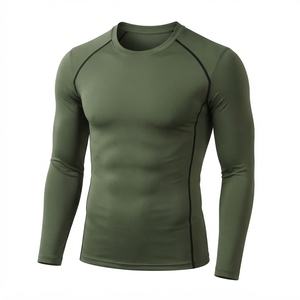 เสื้อเชิ้ตแขนยาวบีบอัดรัดรูปสำหรับผู้ชาย สีดำ แต่งขอบสีม่วง ผลิตจากโพลีเอสเตอร์ เหมาะสำหรับออกกำลังกาย - Product Image 5