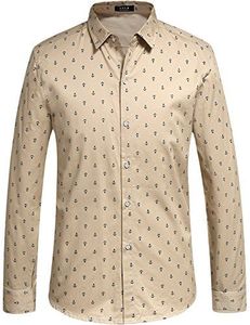 Chemise décontractée pour homme à manches longues, col mandarin, imprimé floral, 100% coton popeline, respirante, pour le printemps - Product Image 2