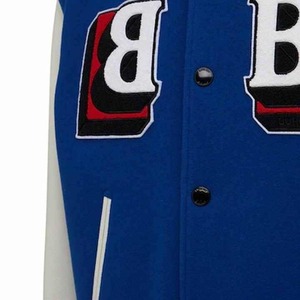 Vestes universitaires violettes personnalisées en gros pour hommes, col montant avec broderie et écussons chenille style baseball - Product Image 4
