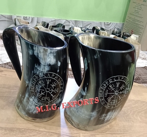 Nouvelle tasse en corne de vache polie, authentique et faite à la main, style Viking, écologique, vintage, médiévale, cadeau d'affaires - Product Image 4