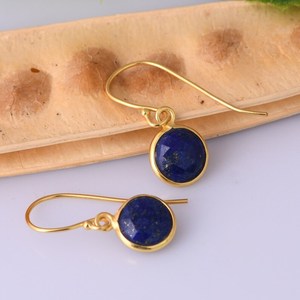 Boucles d'oreilles en argent sterling 925 plaqué or 14 carats avec lapis-lazuli, bijoux faits à la main pour femmes, cadeau élégant - Product Image 3