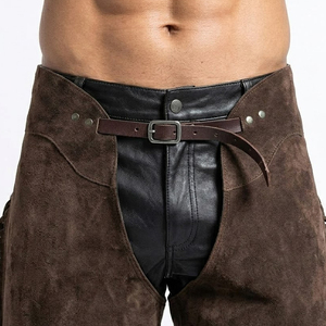 Chaps en daim de vache véritable pour hommes, style western, best-seller en ligne, nouveau modèle à franges. - Product Image 5
