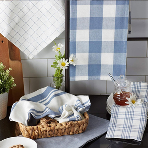 Serviettes de cuisine en coton texturé rayé, antimicrobiennes, de style unique et luxueux, à séchage rapide, compressées, vente en gros - Product Image 4