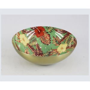 Frutero Grande de Aluminio Esmaltado con Estampado de Hibisco, Tazón para Servir para el Hogar, Hotel, Restaurante, Cocina, Ensaladas, Pasta - Product Image 1