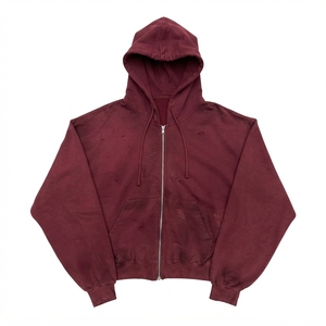 Men's Oversized Washed Zip Up Hoodie <b>Retro</b> Streetwear <b>Sweatshirt</b> Patchwork Casual Pullover Custom Logo Wholesale OEM Manufacture - Product Image 3