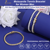 Bracelet à breloques en argent sterling 925, style hip-hop, avec moissanite VVS, de 2 mm à 6 mm, bijoux en or pour hommes et femmes, cadeau