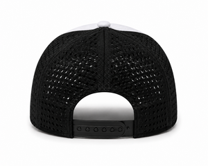 Custom Unisex Mesh <b>Snapback</b> <b>Cap</b> Adjustable Breathable Outdoor Casual Hat White Black 6-Panel Design - Product Image 4
