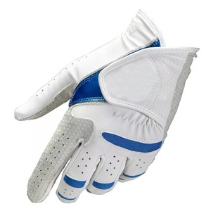 Guantes de Golf Ultra Grip Transpirables Blancos y Azules Profesionales de Alta Calidad en Cuero PU para Deportes - Product Image 4