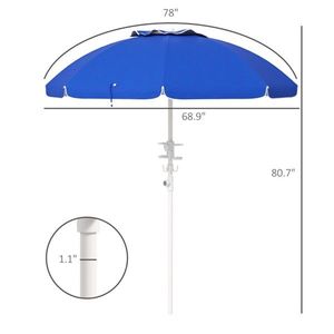 Sapphire Blue Outdoor Beach Umbrella - Product Image 3