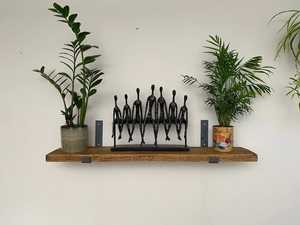Set 2 Hanging Wooden Floating <b>Shelf</b> Rope Triangle Wall Mount Plant Storage Ledge Rustic Living Room <b>Bedroom</b> Display Organizer - Product Image 5