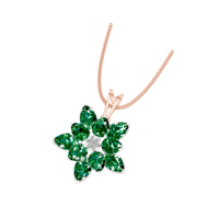Collier pendentif élégant en or blanc 14k/18k avec émeraude naturelle florale, tendance, achat en gros, cadeau de luxe avec pendentifs à breloques