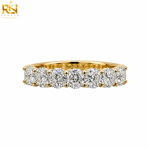 Oval Cut Lab Grown Diamond Half Eternity Band 18K Gold Shared Prong <b>Stacking</b> <b>Ring</b> Women | OEM ODM Wholesale Jewelry B2B Supplier - Product Image 1