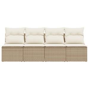 Sofá de Jardín de Cuatro Plazas con Patas Ajustables en Ratán Sintético PE Beige - Product Image 4