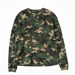 Custom <b>Camo</b> Waffle Knit Thermal Long Sleeve Crewneck Streetwear Casual Sublimation Tee OEM ODM Wholesale Fashion <b>Top</b> - Product Image 2