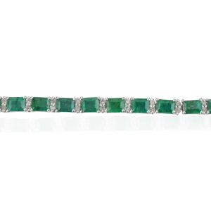 Pulsera de tenis de plata de ley 925 con esmeralda natural y diamantes, moderna y en oferta, para mujer, ideal para fiestas. - Product Image 6